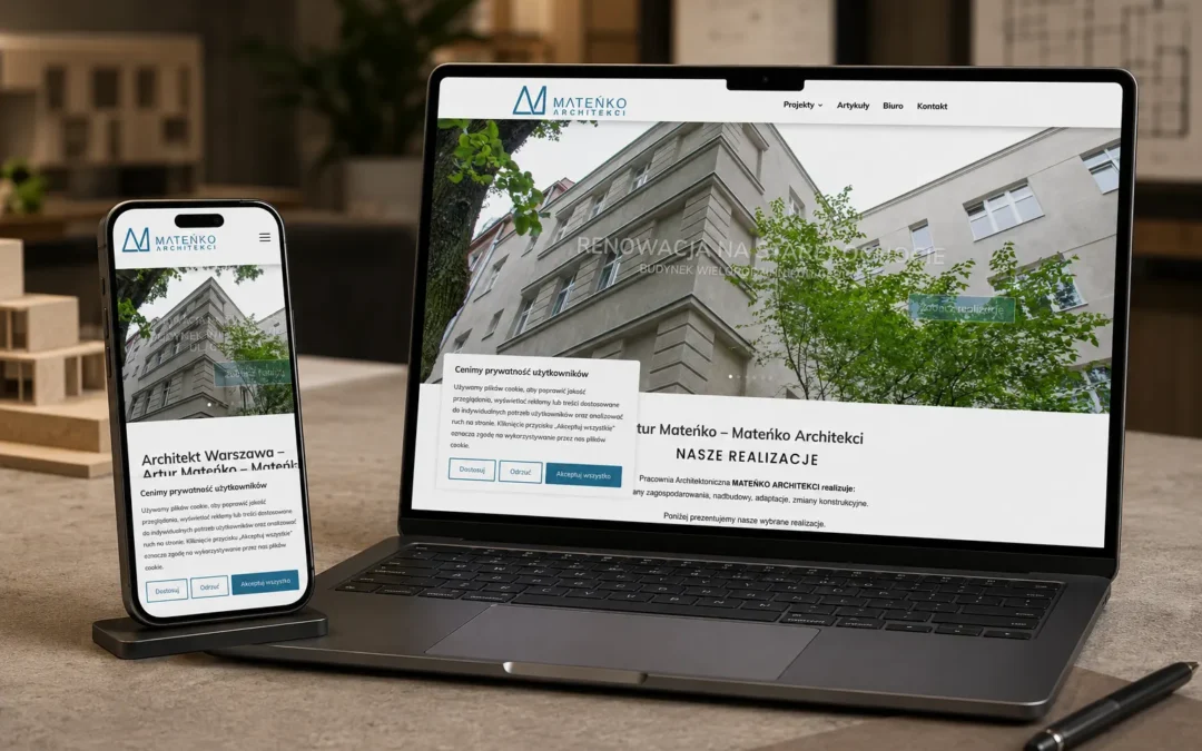 Mateńko Architekci — strona internetowa dla pracowni architektonicznej z Warszawy